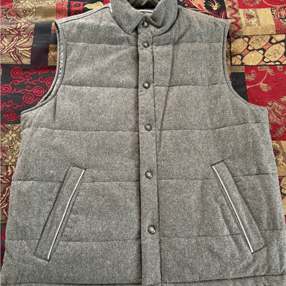 Polo Ralph Lauren Reversible Quilted Wool/Suede 2-Tone Grey Puffer Vest Jacket